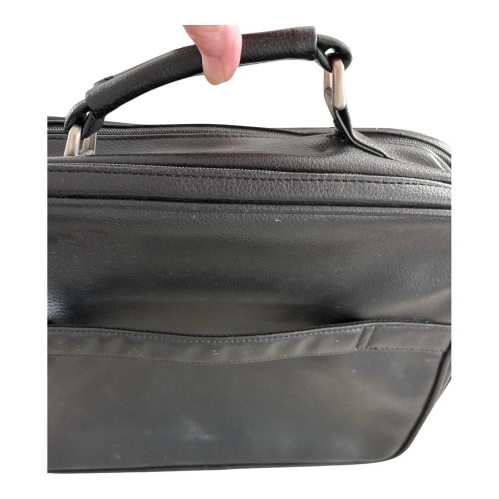 Jack & Chris Bag Messenger Black Faux Leather Travel Carry‎ On Shoulder Office